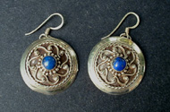 Tammy's Jewelry and Gem Box. Silver earrings with small blue lapis stones.