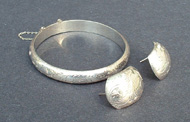 Tammy's Jewelry and Gem Box. Sterling silver bangle and earrings.