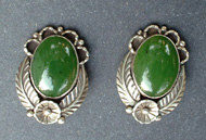 Tammy's Jewelry and Gem Box. Silver earrings with jade stones.