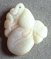 Opal and honey opal carvings.
